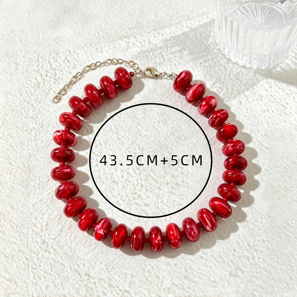European and American jewelry geometric dopamine color pure handmade beaded necklace versatile high sense collarbone chain necklace jewelry