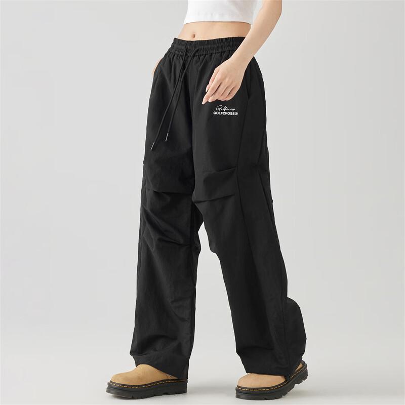 GOLFCROSS Unisex Pleated Letter Embroidery Drawstring Workwear Pants