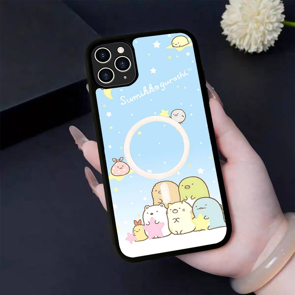 Cartoon S-sumikko Gurashi Magnetic Matte Phone Case For IPhone 16 17 15 14 13 12 11 For Magsafe Wireless Charge Cover