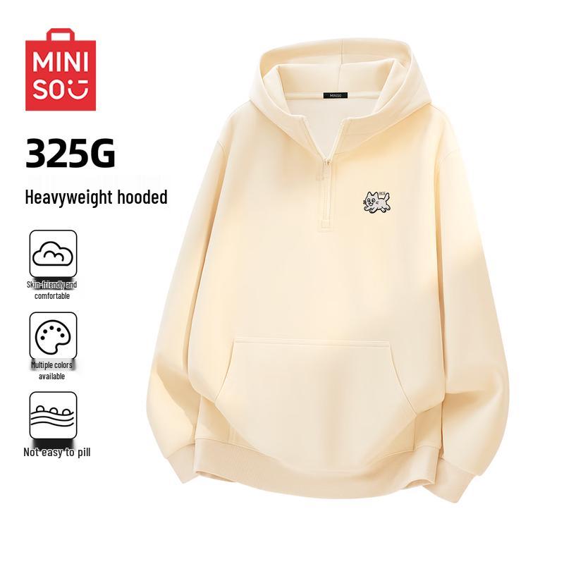 

MINISO Мужской худи с капюшоном на молнии до середины с логотипом кошки L