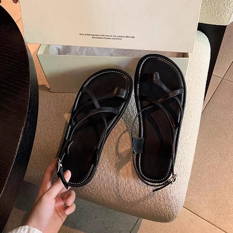 

Виноградная мать лето новая мода крест пряжка закрытый носок мягкая подошва нишевый ветер отпуск платформа сандалии женские 40