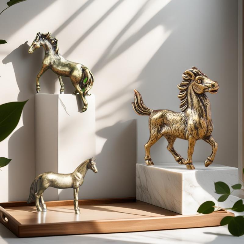 Decorazione da Tavolo Cavallo Bronzo Soggiorno Tavolino da Tè Scultura Artigianato in Metallo Decorazioni per la Casa Statua Cavallo Zodiaco Cinese