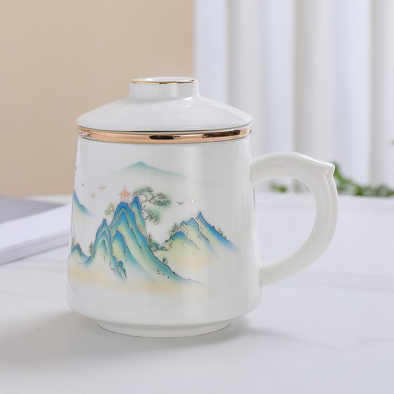 Ceramic Tea Brewing Cup with Lid - Ideal for Office and Gift Giving