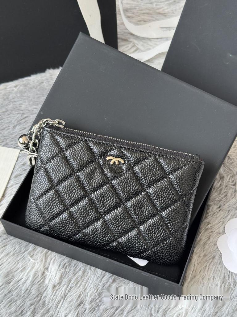 Trendige Echtleder-Kartenhalter-Geldbörse mit Rautenmuster