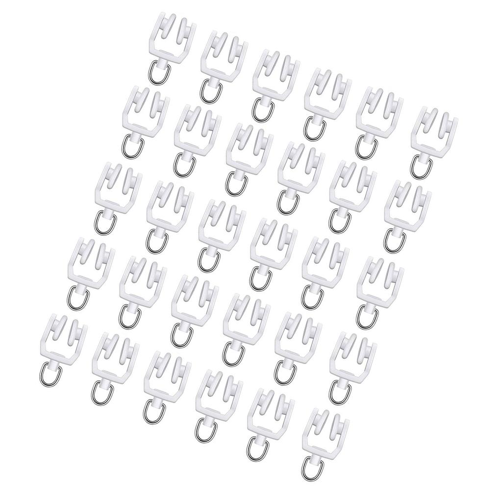 30pcs Ceiling Curtain Track Rollers Hooks Heavy Duty Rail Pulleys Plastic & Steel Hook for Smooth Sliding Window Drapery