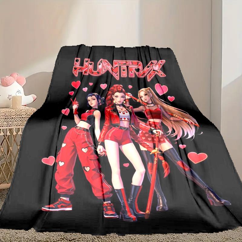 [1pc Kpop Demon Hunters Blanket] All-Season Blanket - Cozy Blanket for Sofa Couch Home Decoration, Digital Printed Nap Blanket
