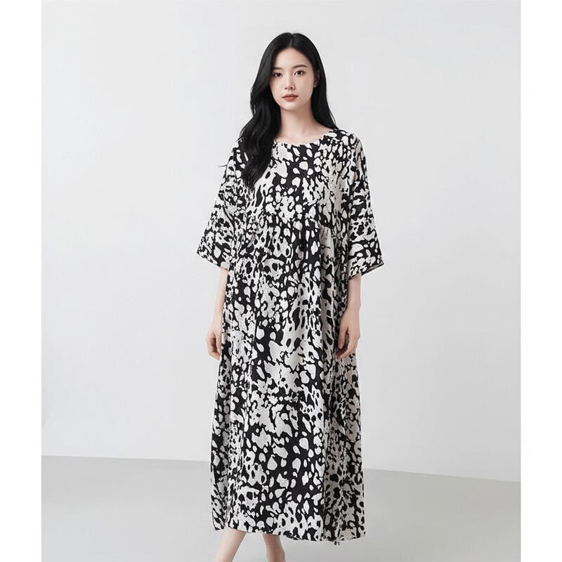 Aiyilian Retro Print Summer Dress M