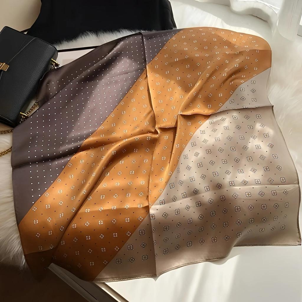 Marque de Luxe Faux Diamant Pois Carré Écharpe Châle Élégant en Imitation Soie Décoration Décontractée Foulard Petit Foulard de Cou