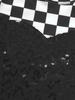 Girls Racer Costume Long Sleeve Sequin Checkerboard Printed Bowknot Keyhole Back Bodysuit Dress Up