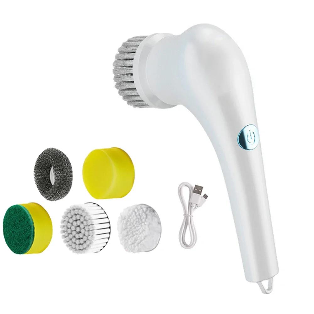Kitchen Cleaning Tools Dish Brush Useful Things for Kitchen Gadgets Multifunction Five-in-one USB Charging Bathroom Supplies