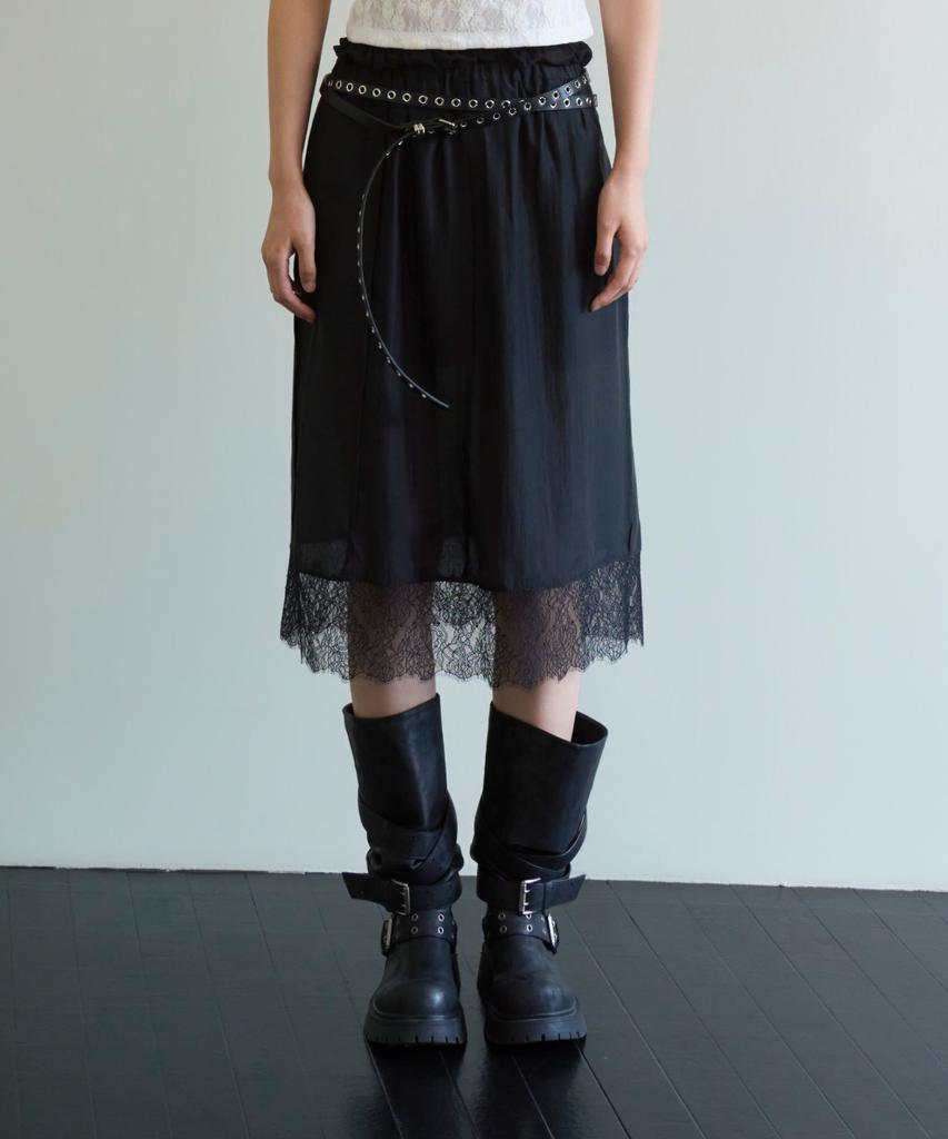 Eontildiyeseu Tencel Lace Midi Skirt, Black