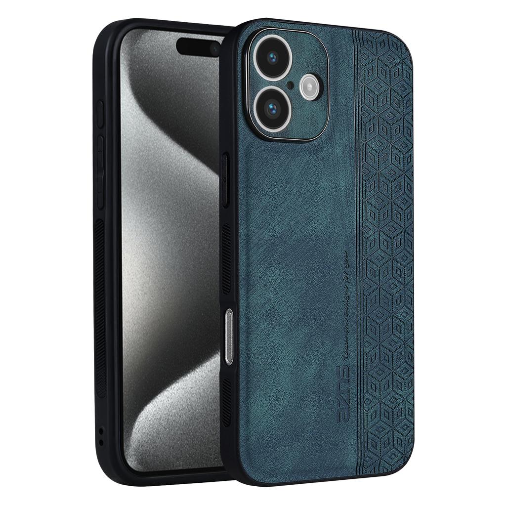AZNS For iPhone 16 Case Protective PU Leather Covered TPU Phone Shell