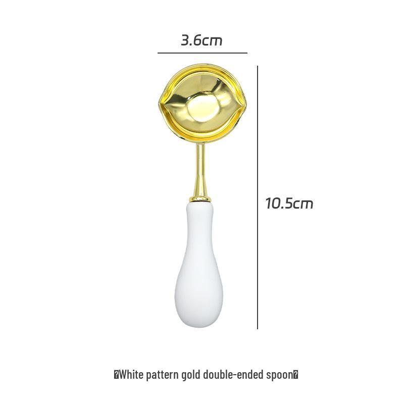 Double-Headed Wax Seal Spoon with Gold & Rose Gold Handles – Wax Melting Accessory for Sealing Stamp.