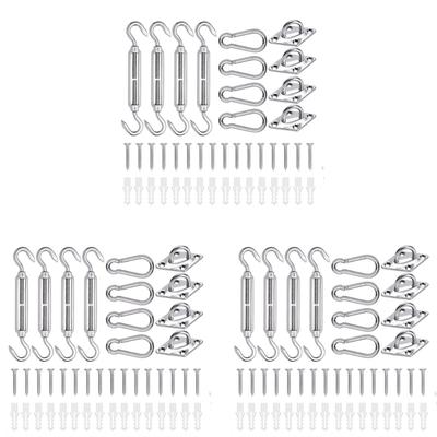 44Pcs Sunshade Sail Stainless Steel Hardware Kits Awnings Attachments Set Rectangles Triangles and Square, Sunshade Hook