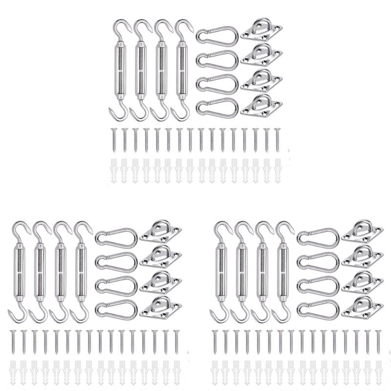 Stainless Steel Sunshade Fixing Accessories Set for Garden, Sunshade Sail Fixing Kits Heavy Duty Awnings Attachments Set