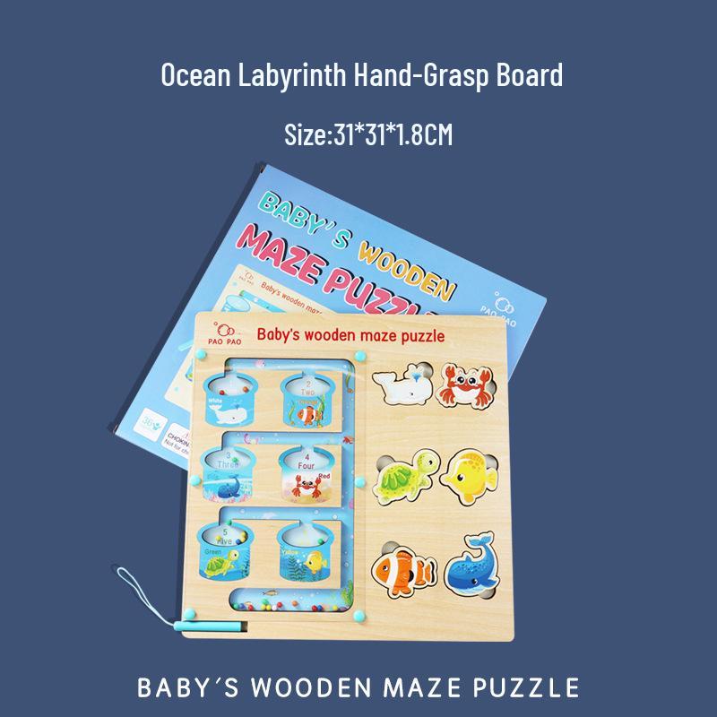 Wooden Magnetic Marble Maze Game for Kids - Educational, Early Learning, Logic Development Toy