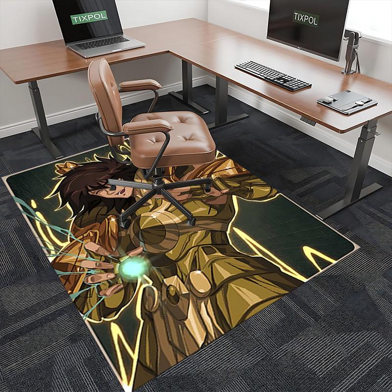 1pc Saint Seiya Athena Chair Mat: Anime Cartoon Design Office Chair Pad with Non-Slip Carpet for Home Decor, Suitable for All Seasons.T025