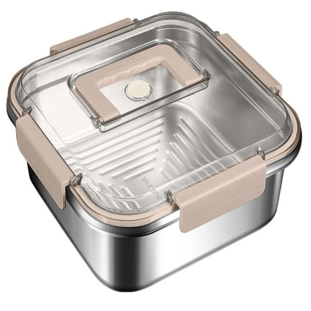 Sealed Lid Food Container with Handle Stainless Steel Sealed Picnic Box Food Lunch Box Kitchen