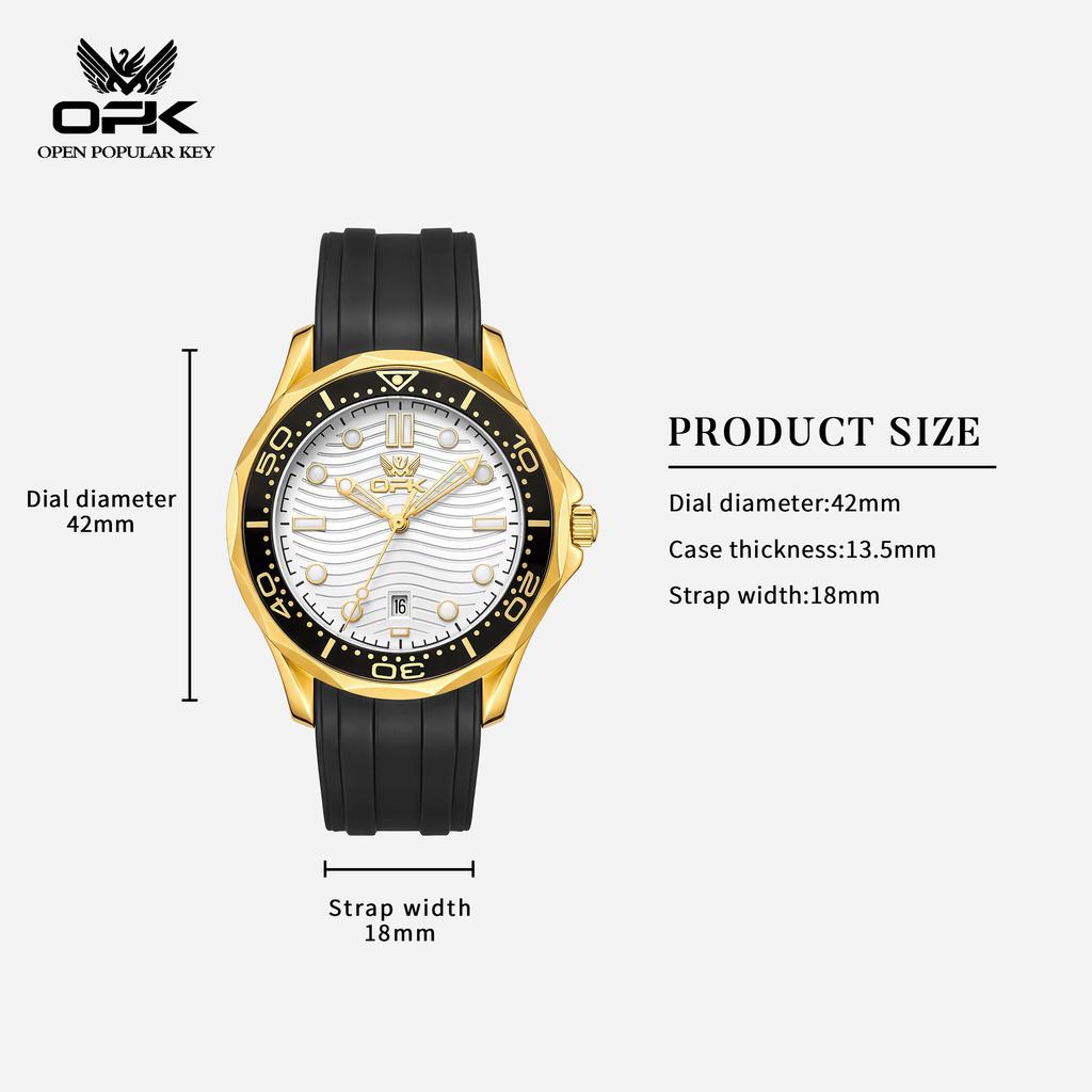 OPK Brand New Trendy Sport Daily Calendar Men's Watch with Night Light and Waterproof Quartz 6109