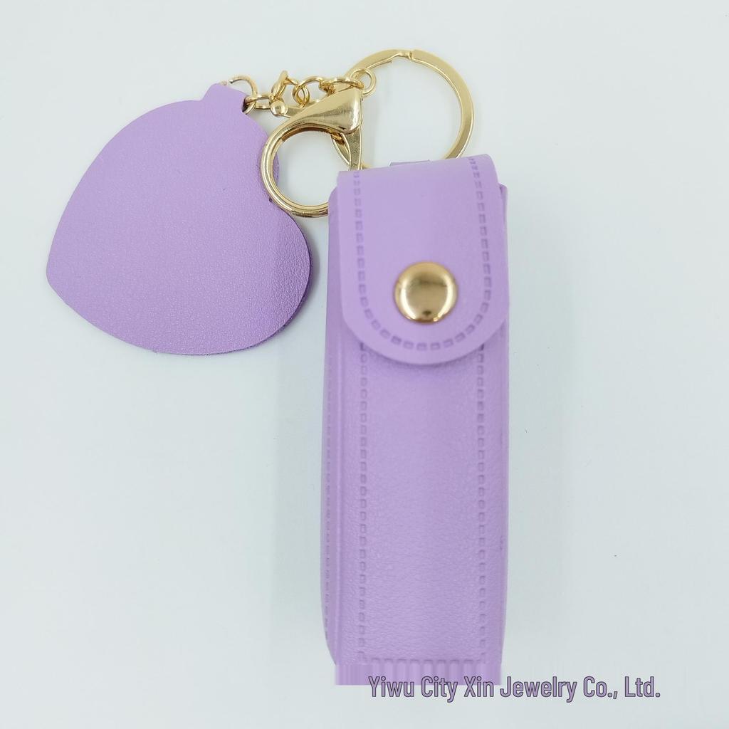 Heart-Shaped Red Leather Mini Bag with Makeup Mirror & Lipstick Charm for Girls