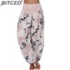 BITCED 15 Color Women Casual Elastic Waist Plus Size Print Long Trousers Straight Loose Long Pants Haren