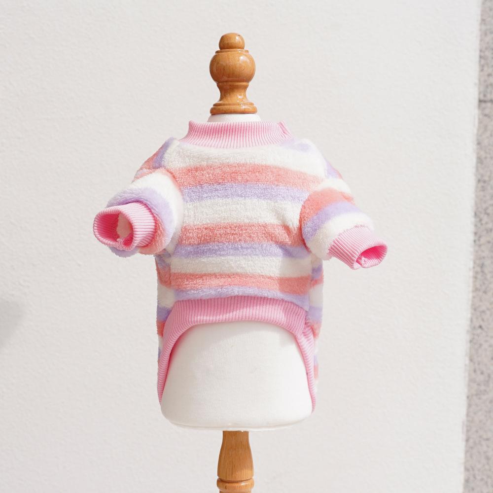 Embroidery Fleece Pet Clothes Warm Striped Pat Tern Universal Size Winter Wear Cat Dog Apparel Soft Fabric Puppy Winter Clothing