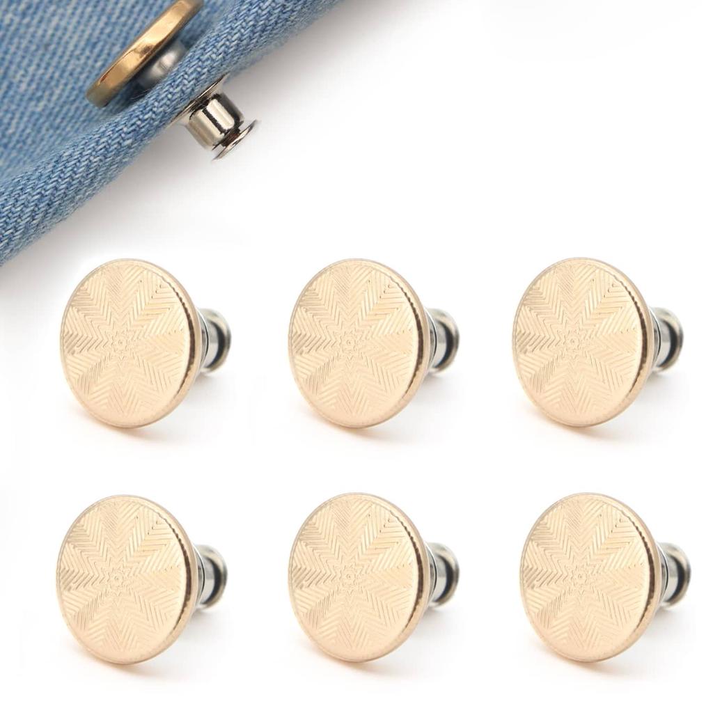 6PCS-Jeans Waist Buttons Nail Free Adjustable Waist Extenders Buttons Detachable Clothing Pants Waist Buckle