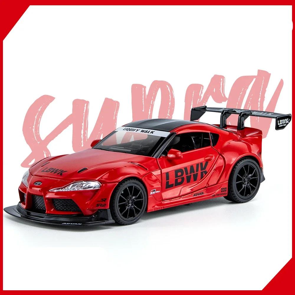 1:22 Scale Supra Model Car Toy Alloy Diecast Sound Light Pull Back Simulation Vehicle Toys Models Kids Collectible Item