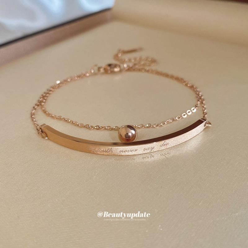 Stainless steel double-layer letter fashion bracelet niche minimalist temperament bracelet light luxury high-end jewelry