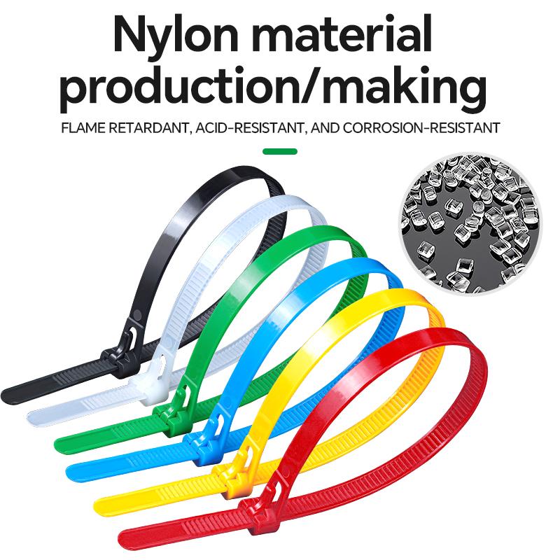 Nylon Flame Retardant Releasable Cable Ties 8*250mm, Reusable, Factory Direct Supply, Preferential Price