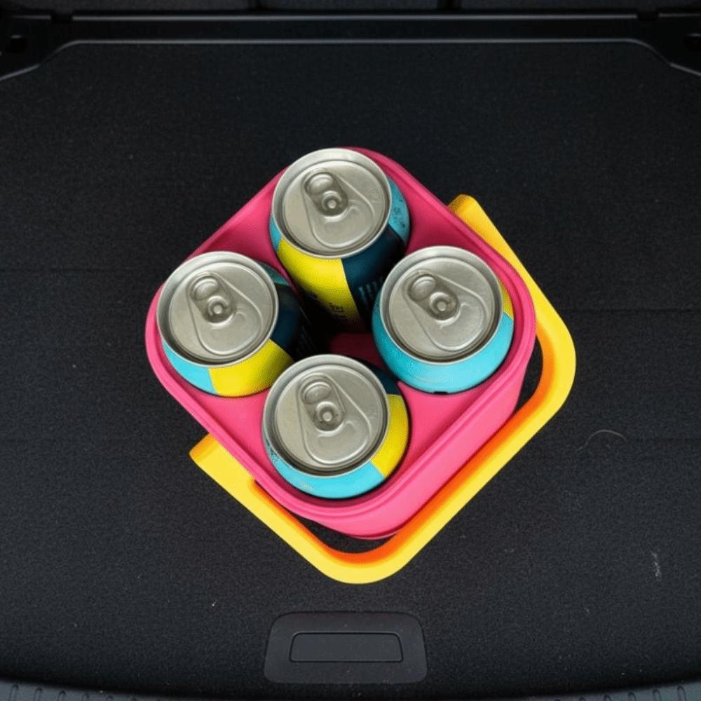 Square Travel Insulated Cooler Case 4-Can Thermal Drink Box Portable Drink Freezer  Outdoor