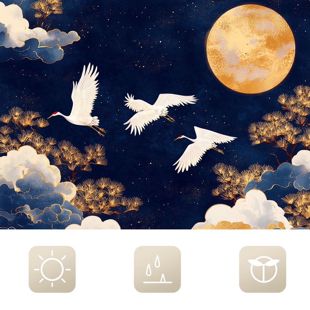 Vintage Rock and Roll and Crane Themed Shower Curtain - Waterproof Polyester with Hooks, Stain Resistant, Machine Washable