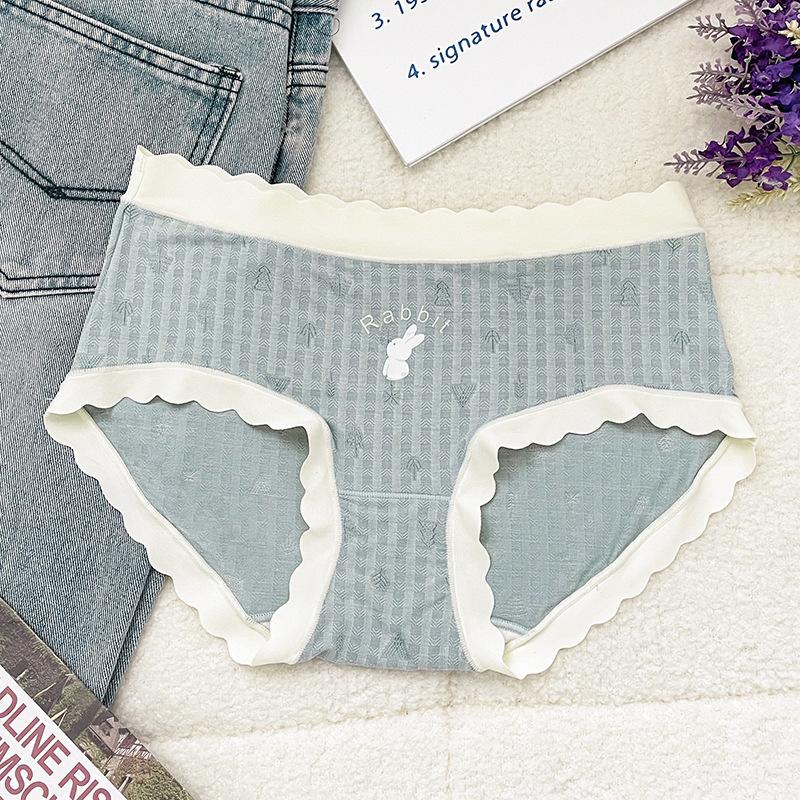 

Леди Весна и Осень Сладкая Любовь Жаккардовый Хлопок Бесследный Дышащий Хипстер Хип Мид Посадка Нижнее Белье One Size светло-синий