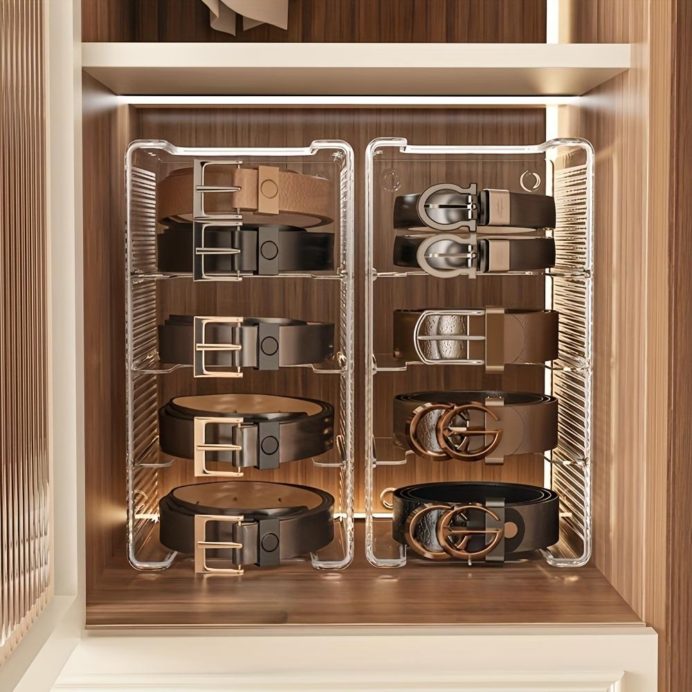 Plastic Belt Organizer Large Capacity Divided Storage Shelf for Wardrobe Makeup Bathroom Transparent Dustproof Multiuse Hanging