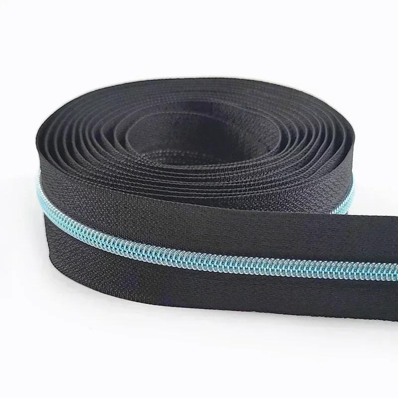 Meetee 10/20M 5# Nylon Zippers Tape + Zipper Slider Puller for Sewing Bag Shoes Garment Zips Repair Sew Crafts DIY Accessories