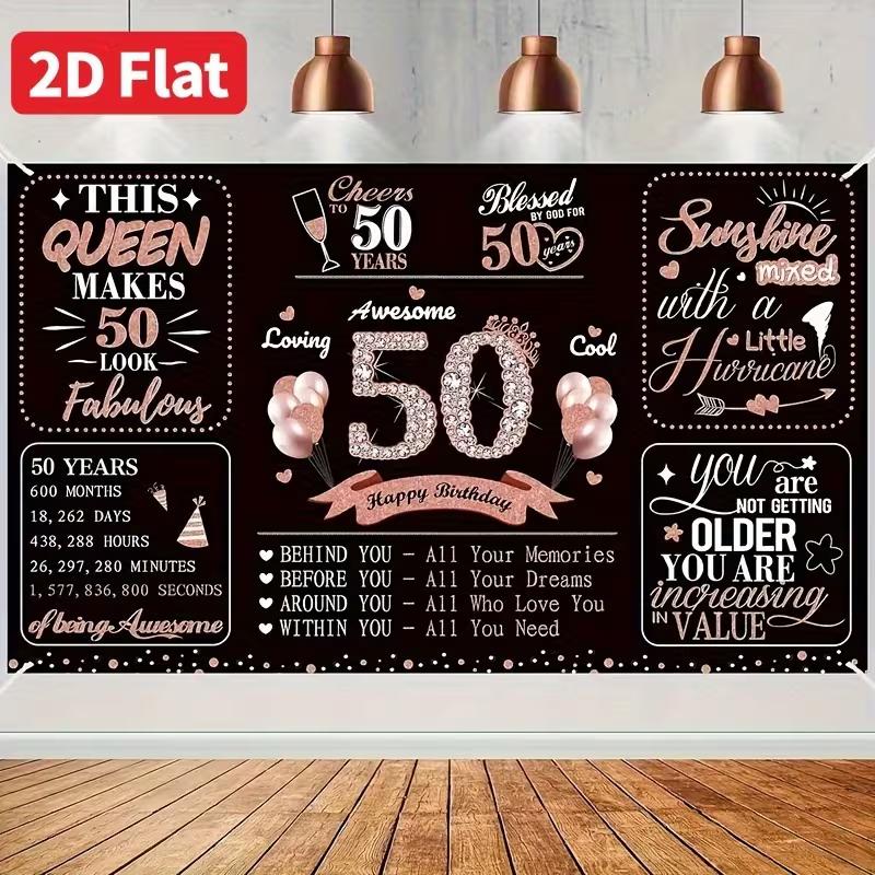 

Двумерный фон для 50-летия для женщин, Декор «За 50 лет!» 47.2x31.5inch/120*80cm