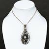 Septarian Stone, Moonstone Gemstone Copper Wire Wrap Jewelry Pendant 3.35"