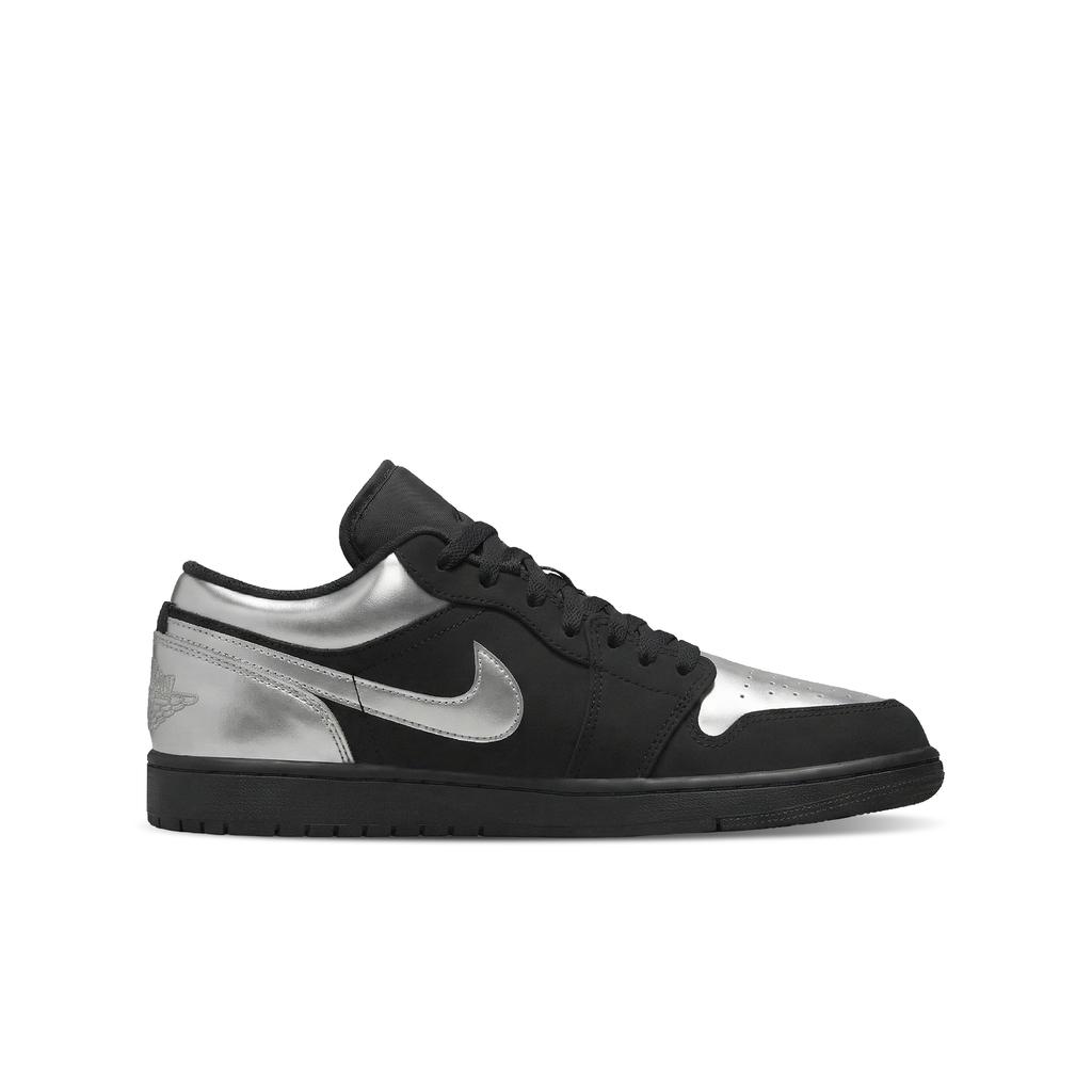 Jordan Air Jordan 1 Abrasion Resistant Low Top Vintage Basketball Shoes Unisex Black Silver 553558-093(Team577-S-BOX)