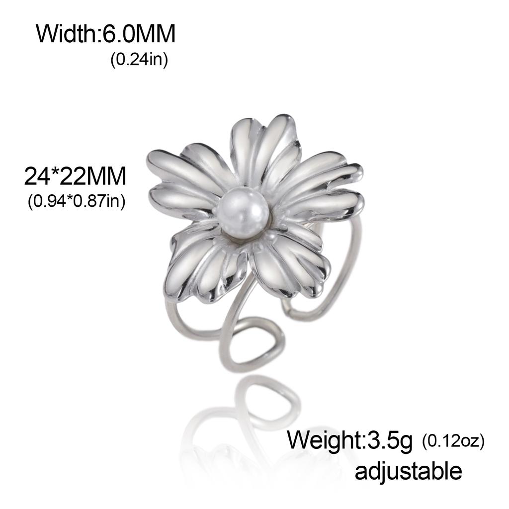Adjustable Gold Plated Flower Rings for Women Stainless Steel Finger Rings 2026 Trendy Jewelry Anniversary Party Gifts New