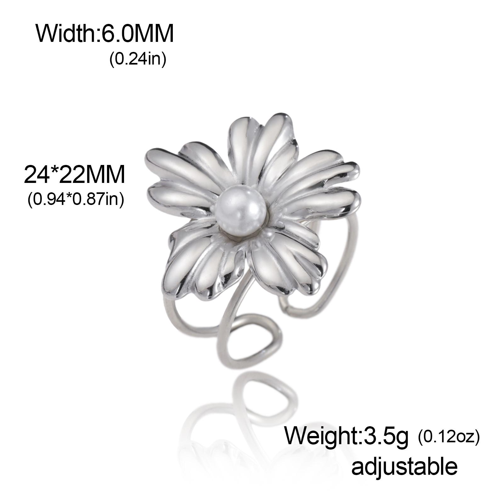 

Adjustable Gold Plated Flower Rings for Women Stainless Steel Finger Rings 2026 Trendy Jewelry Anniversary Party Gifts New Adjustable