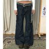 Retro Flared Tooling Jeans Women's Multi-pocket Loose Wide-leg Trousers