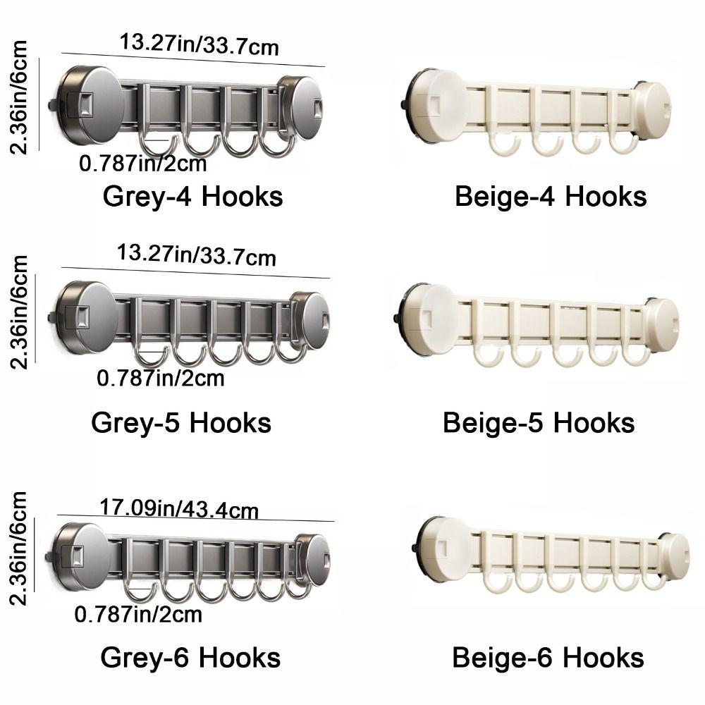 4/5/6 Hooks Vacuum Adsorption Hooks Simple Door Hanging Clothes Hook Robe Coat Hangers Bathroom