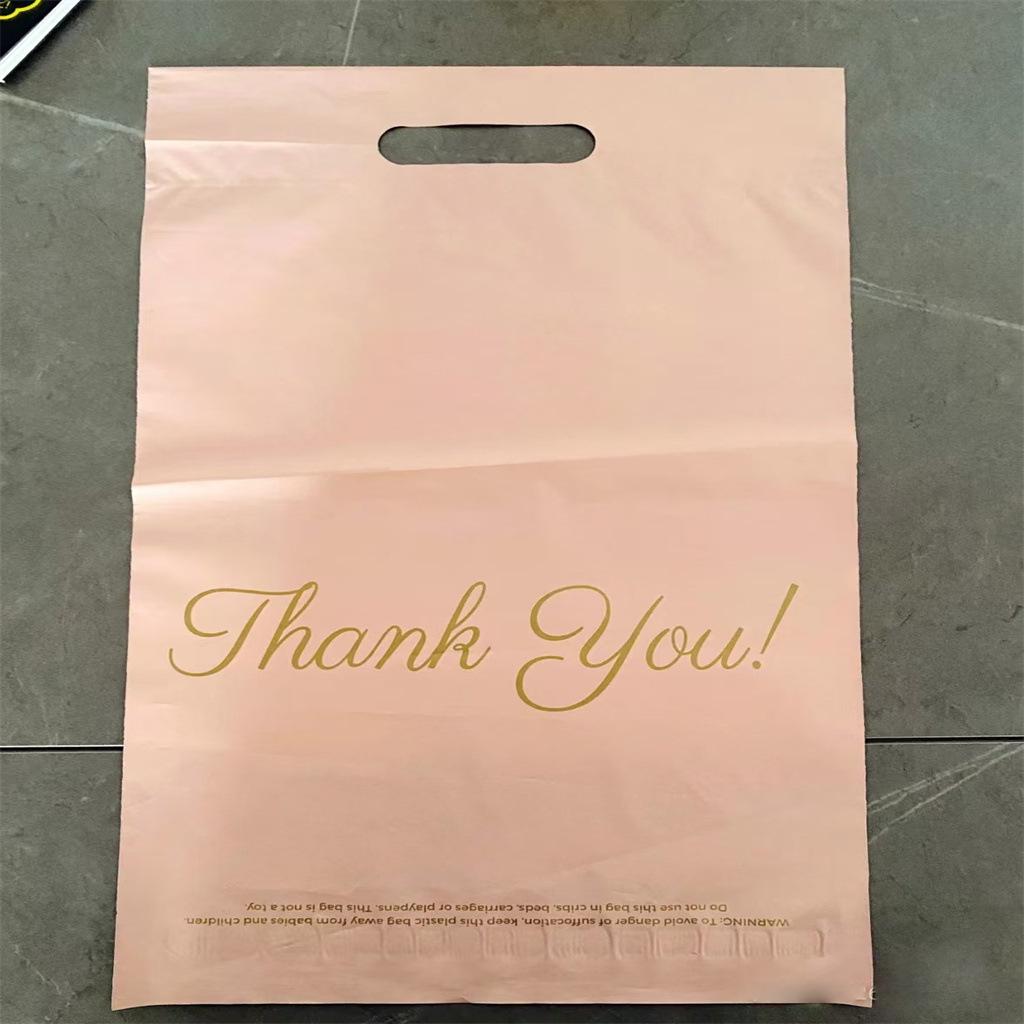 Tamper-Evident Pink Handle Waterproof Courier Bag for Clothing Packaging