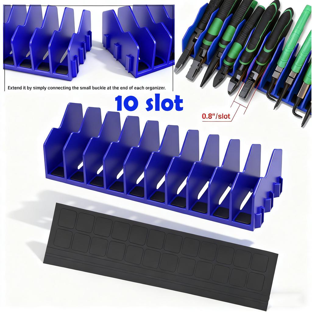 Pliers Organizer Rack with Nonslip Rubber Base 10 Slots Plier Rack Space Saving Plier Cutters Screwdriver, Wrench Tool Organizer