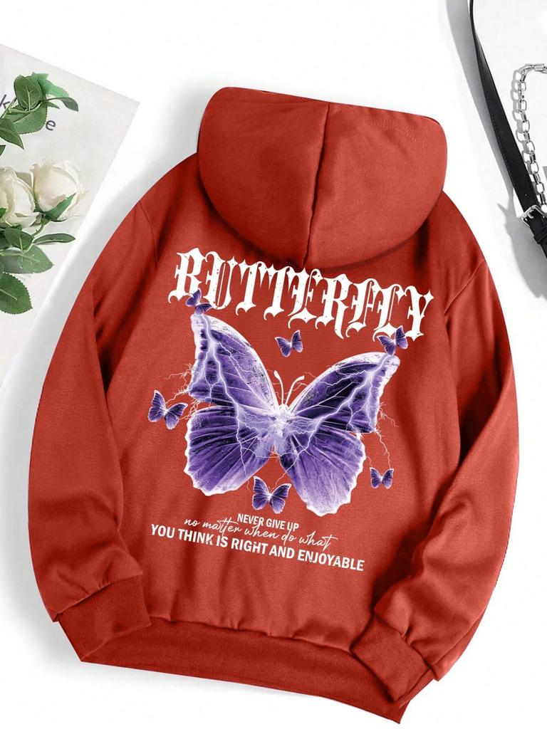 Autumn Men'S Avant-Garde Butterfly Print Soft And Comfortable Hoodie Outdoor City High Street Hoodie
