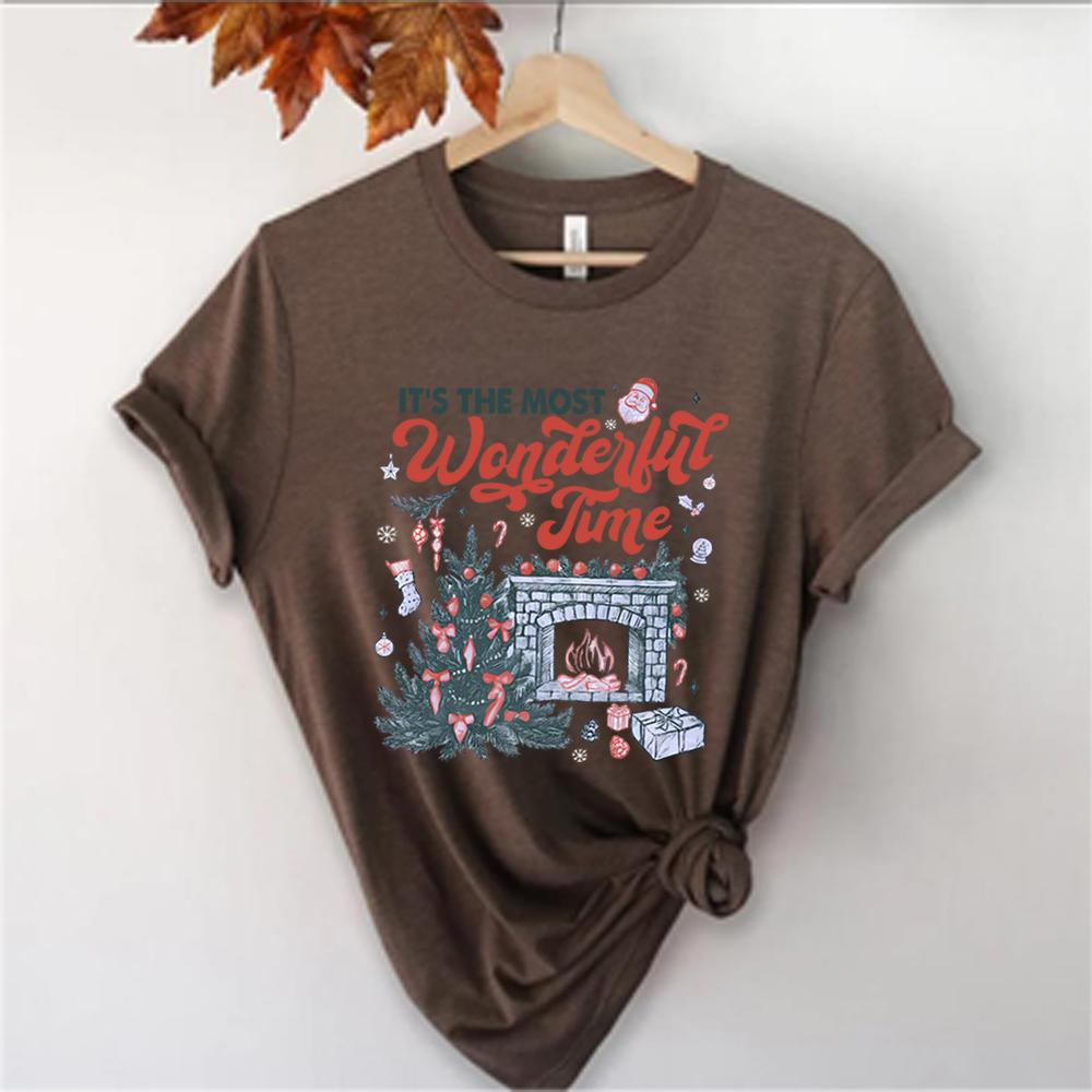 Christmas Time Tshirt Its The Most Wonderful Time Shirt Vintage Christmas Tshirt Retro Christmas Tee Unisex Short Sleeves Tops