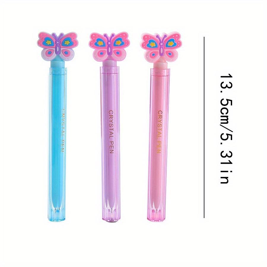 Back To School 10pcs 0.5mm Cartoon Imitation Crystal Butterfly Shape Neutral Pen, Durable School Learn Double Pen Rod Water-based Pen for Awarding