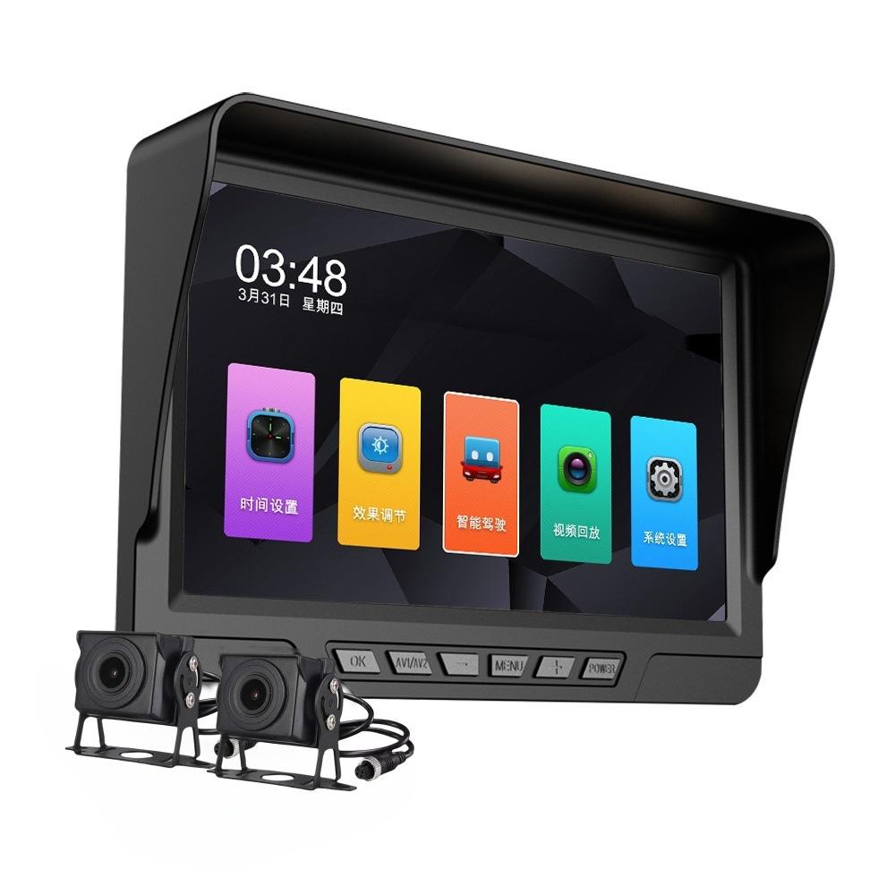 7-Inch truck monitoring driving recorder 1080P front and rear dual road pull-out camera 24V car