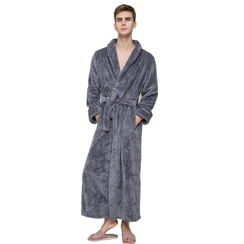 Women's and Men's Thick Flannel Morning Robe for Autumn/Winter Home Wear