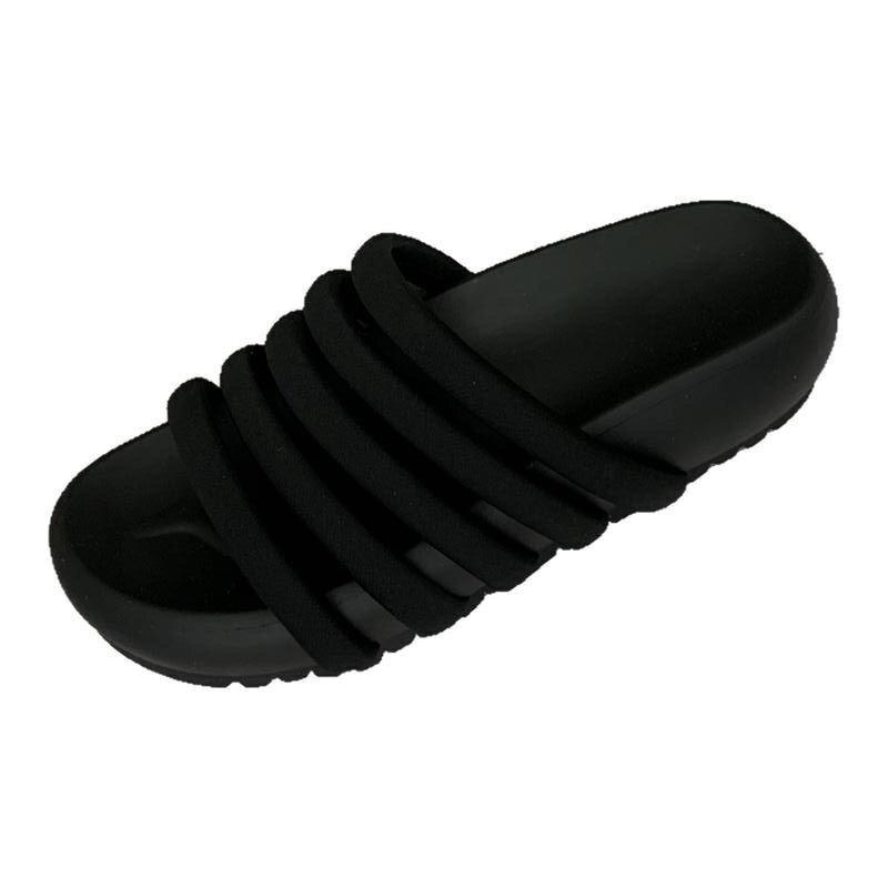 Fashion Platform Slippers Summer New Round Toe Slender Ribbon Platform Anti-Slip Wear-Resistant Flat Roman Shoes